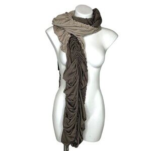 New RYU: anthropologie Boho Gathered Brown Tan Beige Earth Tone Scarf Reversible